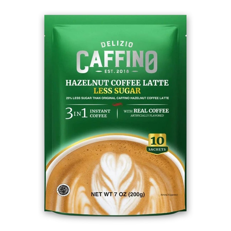 Delizio Caffino Hazelnut Coffee Latte Less Sugar 10x 20g